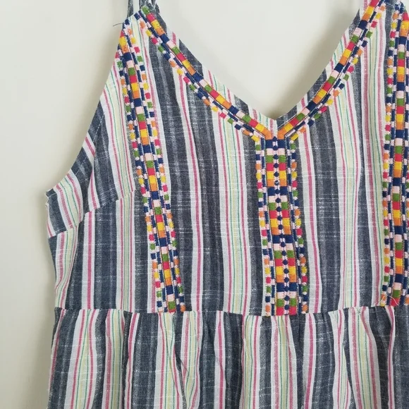 Savanna Jane Striped Embroidered Cami Sundress Large - Picture 2 of 6